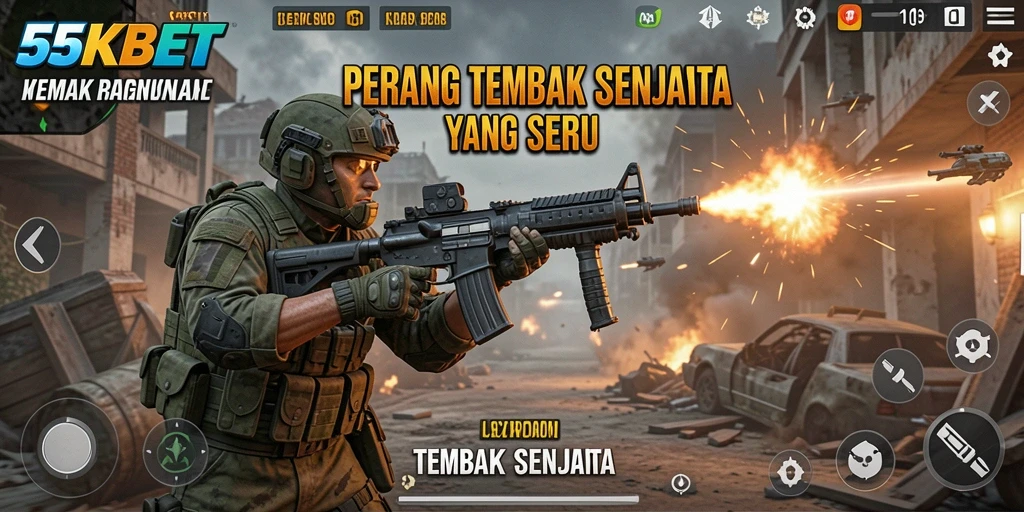 Tampilan antarmuka permainan 55KBET yang dinamis saat bertempur.