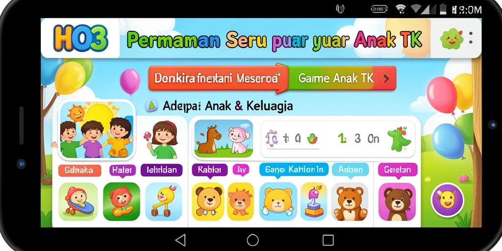 Antarmuka permainan edukatif yang menarik di HO3 untuk anak-anak.