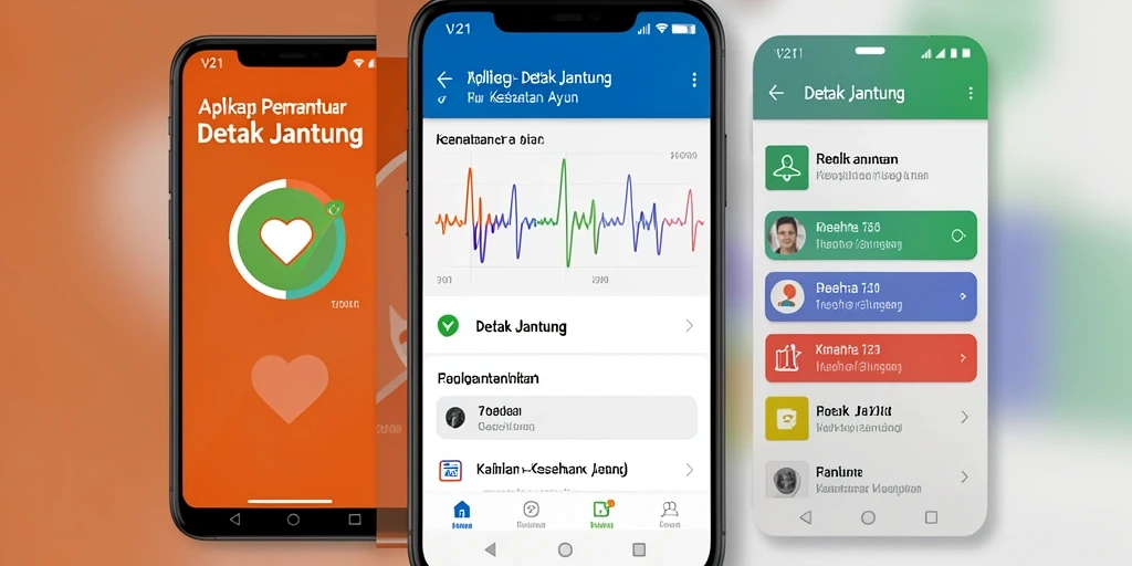 Tampilan antarmuka V21 untuk pemantauan Detak Jantung.