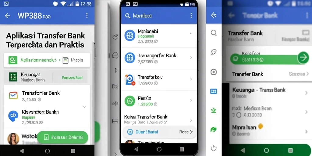 Tampilan utama aplikasi WP888 dengan fitur Transfer Bank yang user-friendly.